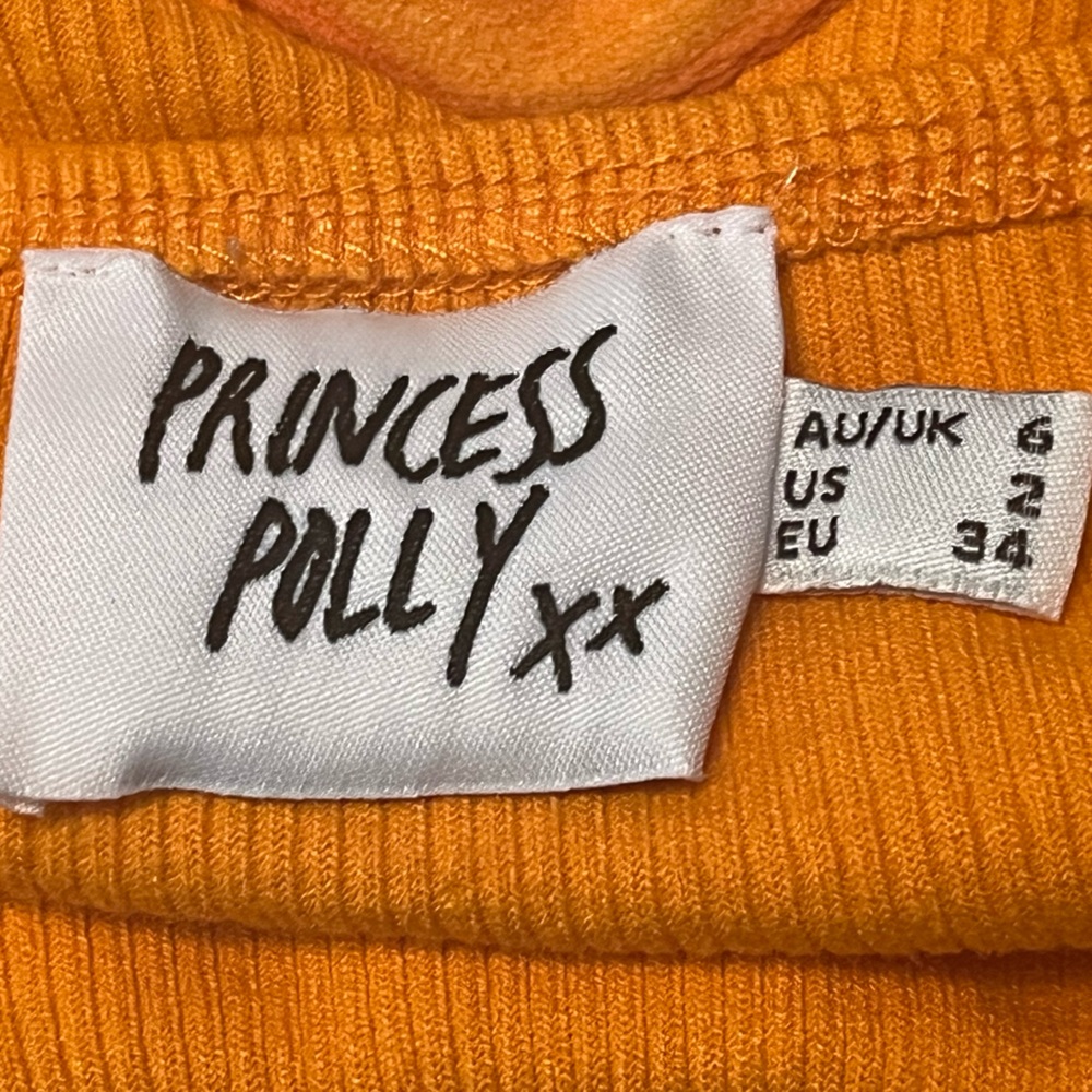 Princess Polly Becca Long Sleeve Crop Top | Orange | Size 2 - Picture 6 of 8